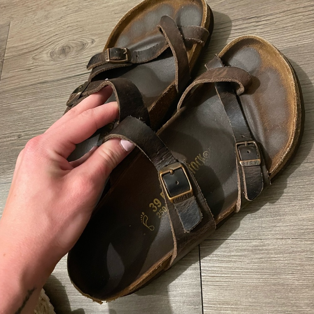 Brown Leather Birkenstocks gently worn